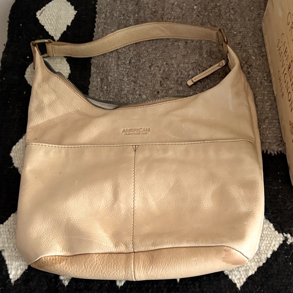 American Leather Cream Shoulder Bag